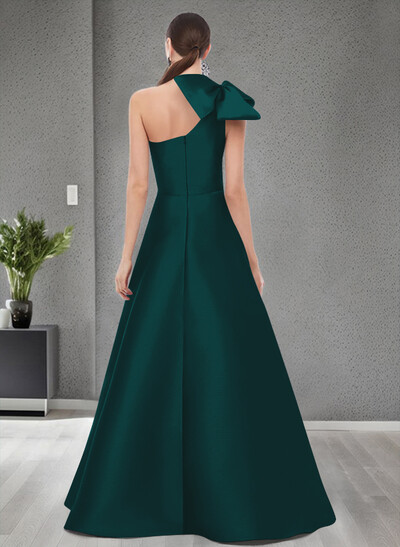 A-Line One-Shoulder Satin Mother Of The Bride Dresses With Bow(s)/Pockets