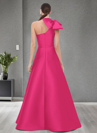 A-Line One-Shoulder Satin Mother Of The Bride Dresses With Bow(s)/Pockets