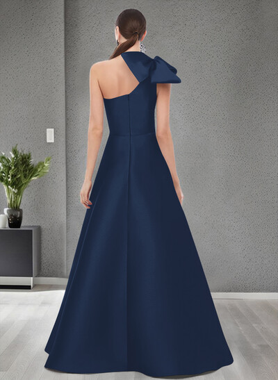 A-Line One-Shoulder Satin Mother Of The Bride Dresses With Bow(s)/Pockets