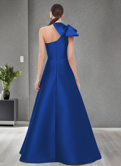 A-Line One-Shoulder Satin Mother Of The Bride Dresses With Bow(s)/Pockets