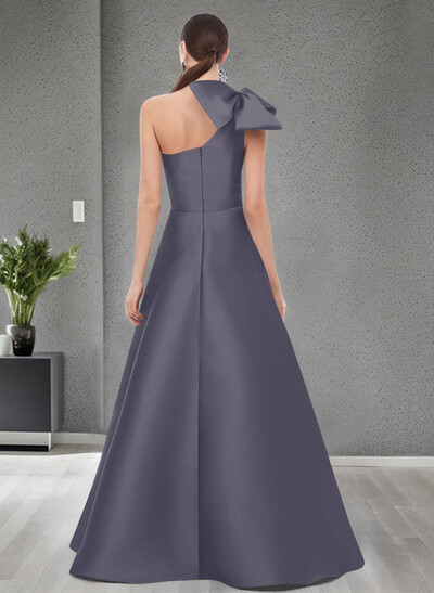 A-Line One-Shoulder Satin Mother Of The Bride Dresses With Bow(s)/Pockets