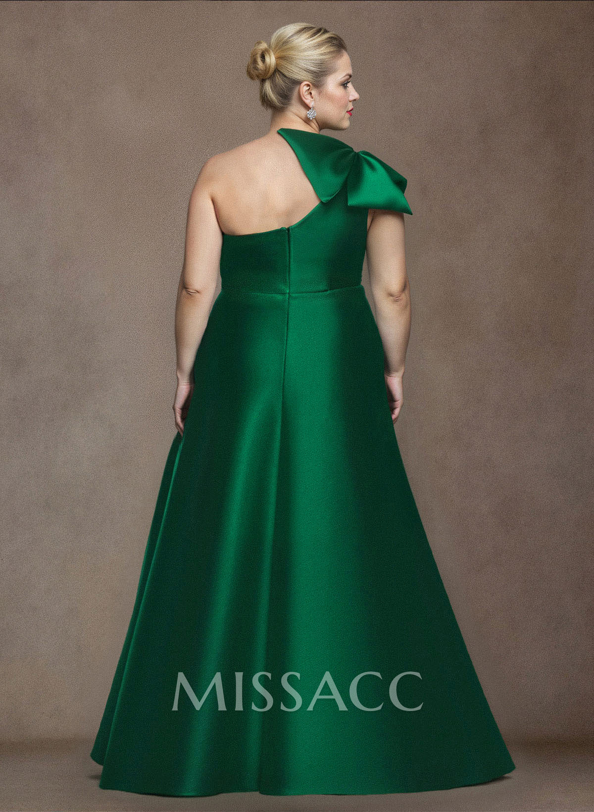 A-Line One-Shoulder Satin Mother Of The Bride Dresses With Bow(s)/Pockets