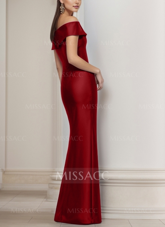 Sheath/Column Off-The-Shoulder Satin Mother Of The Bride Dresses With Split Front