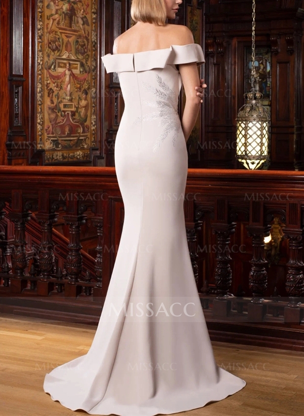 Trumpet/Mermaid Off-The-Shoulder Elastic Satin Mother Of The Bride Dresses With Split Front