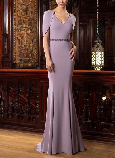 Trumpet/Mermaid V-Neck Jersey Mother Of The Bride Dresses With Sash