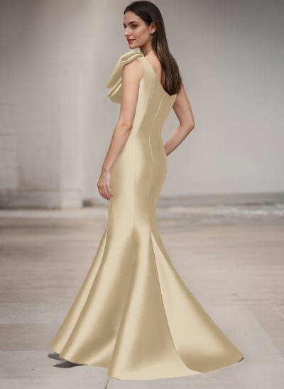 Trumpet/Mermaid One-Shoulder Satin Mother Of The Bride Dresses With Bow(s)