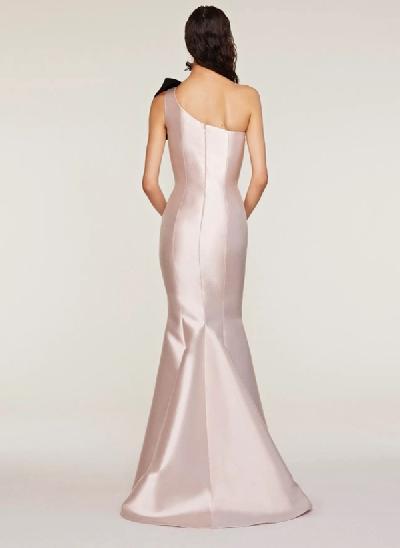 Trumpet/Mermaid One-Shoulder Satin Evening Dresses With Bow