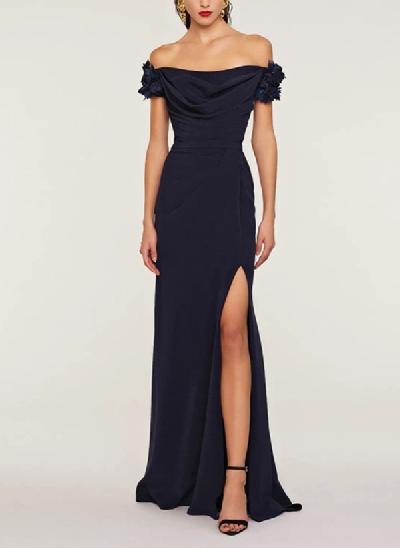 Sheath/Column Off-The-Shoulde Jersey Mother Of The Bride Dresses With Split Front
