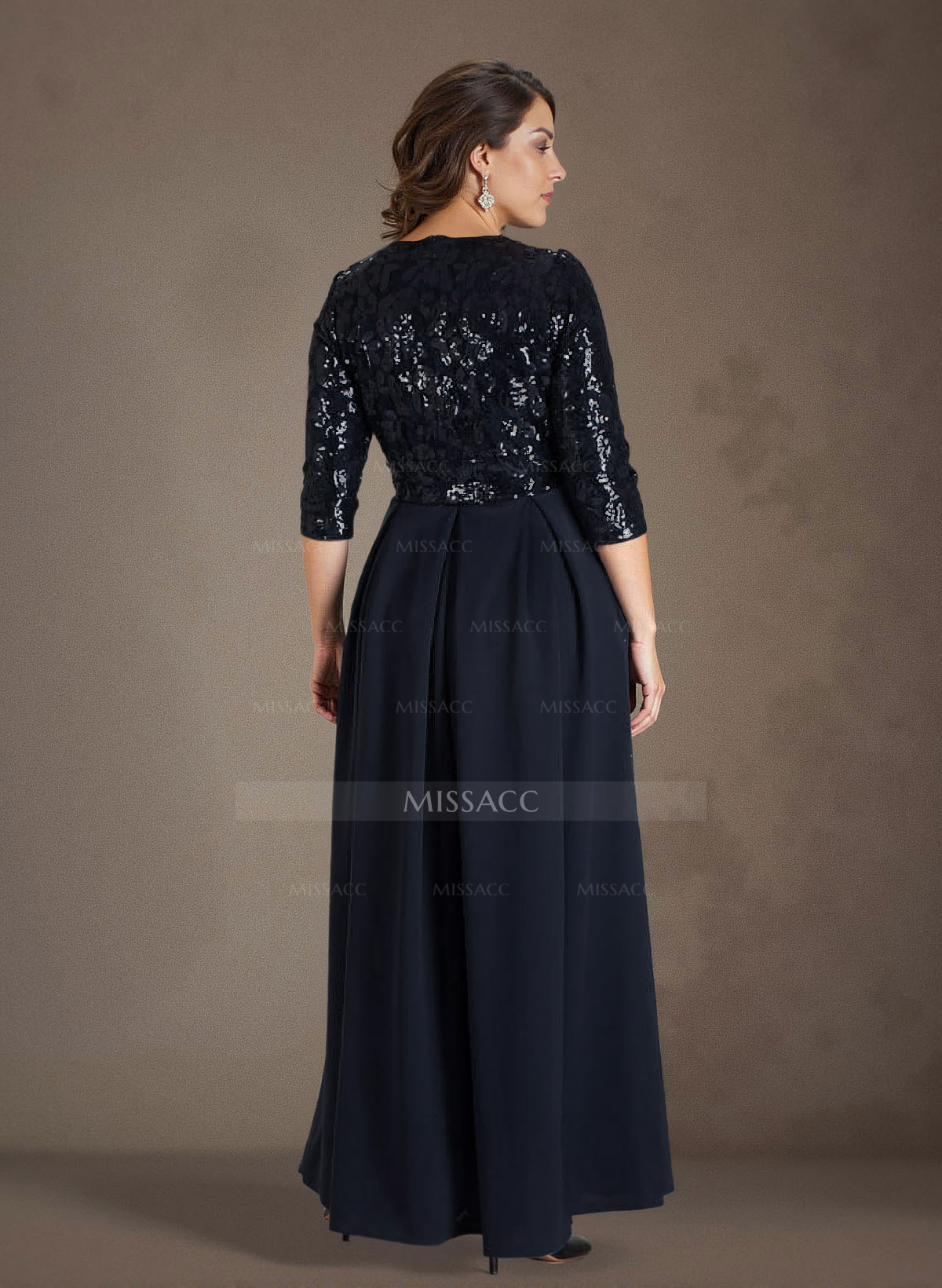 A-Line V-Neck 1/2 Sleeves Chiffon/Lace Mother Of The Bride Dresses With Pockets