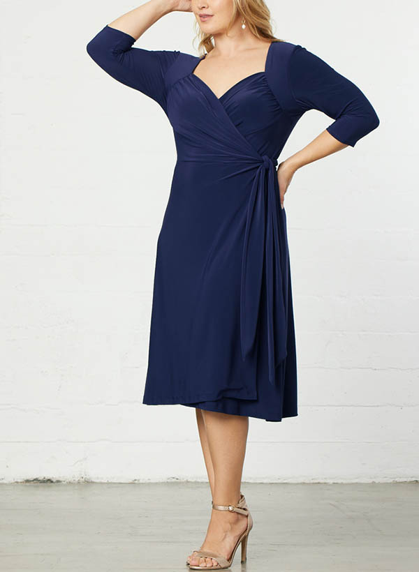 A-Line Sweetheart 3/4 Sleeves Knee-Length Jersey Mother Of The Bride Dresses