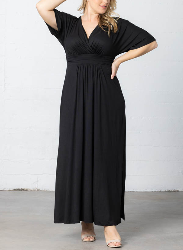 A-Line V-Neck 1/2 Sleeves Jersey Mother Of The Bride Dresses With Pleated