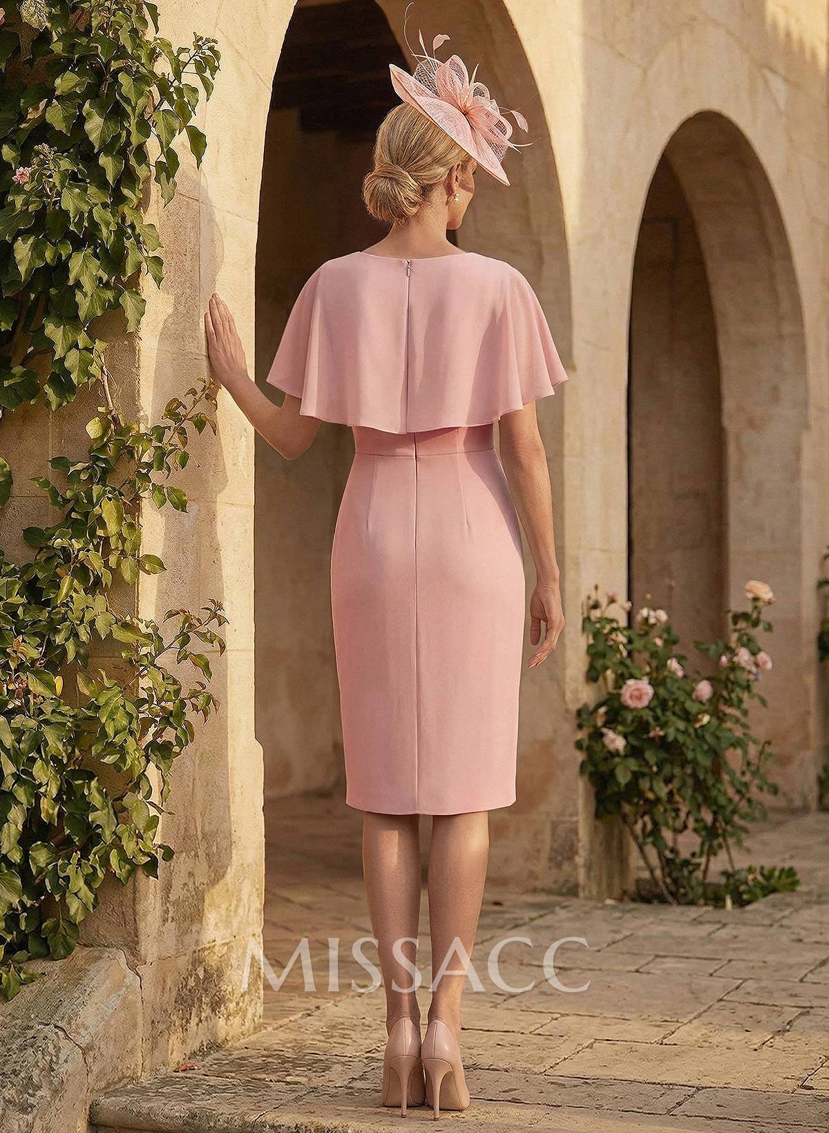 Sheath/Column V-Neck Chiffon Mother Of The Bride Dresses With Cascading Ruffles