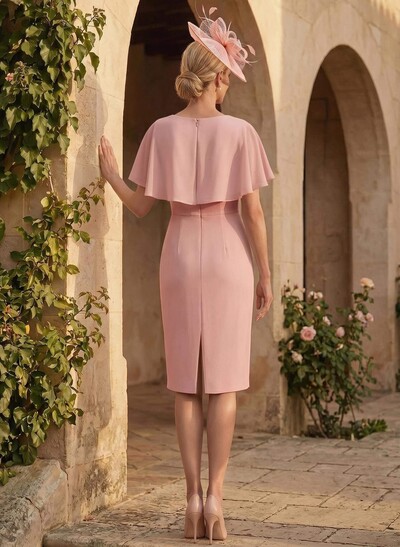 Sheath/Column V-Neck Chiffon Mother Of The Bride Dresses With Cascading Ruffles