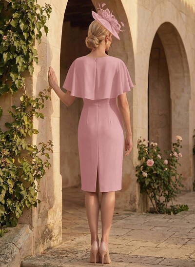 Sheath/Column V-Neck Chiffon Mother Of The Bride Dresses With Cascading Ruffles