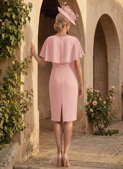 Sheath/Column V-Neck Chiffon Mother Of The Bride Dresses With Cascading Ruffles