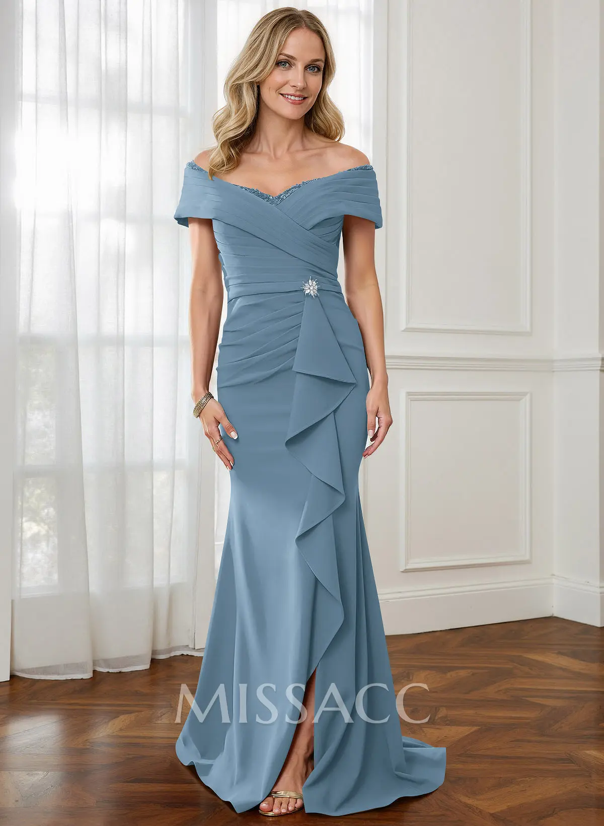 Sheath Off-The-Shoulder Sweep Train Mother Of The Bride Dresses