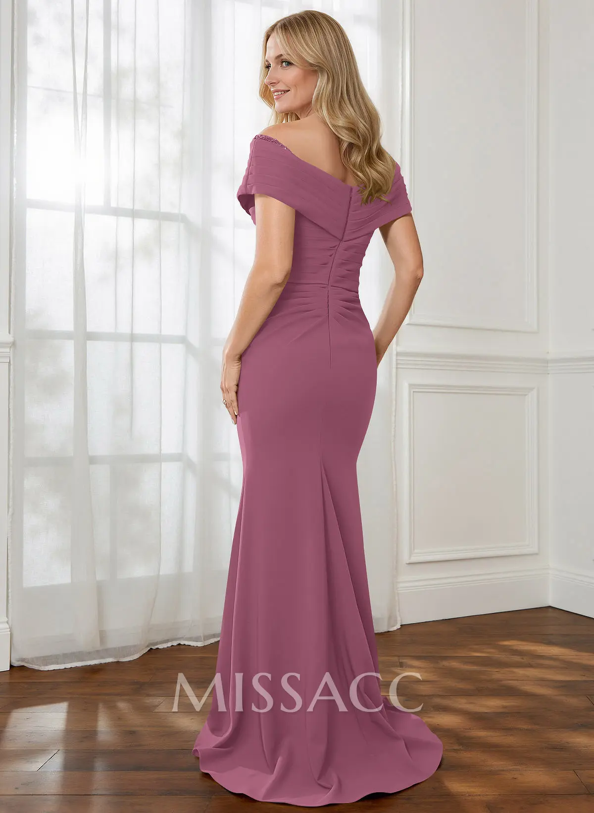 Sheath Off-The-Shoulder Sweep Train Mother Of The Bride Dresses