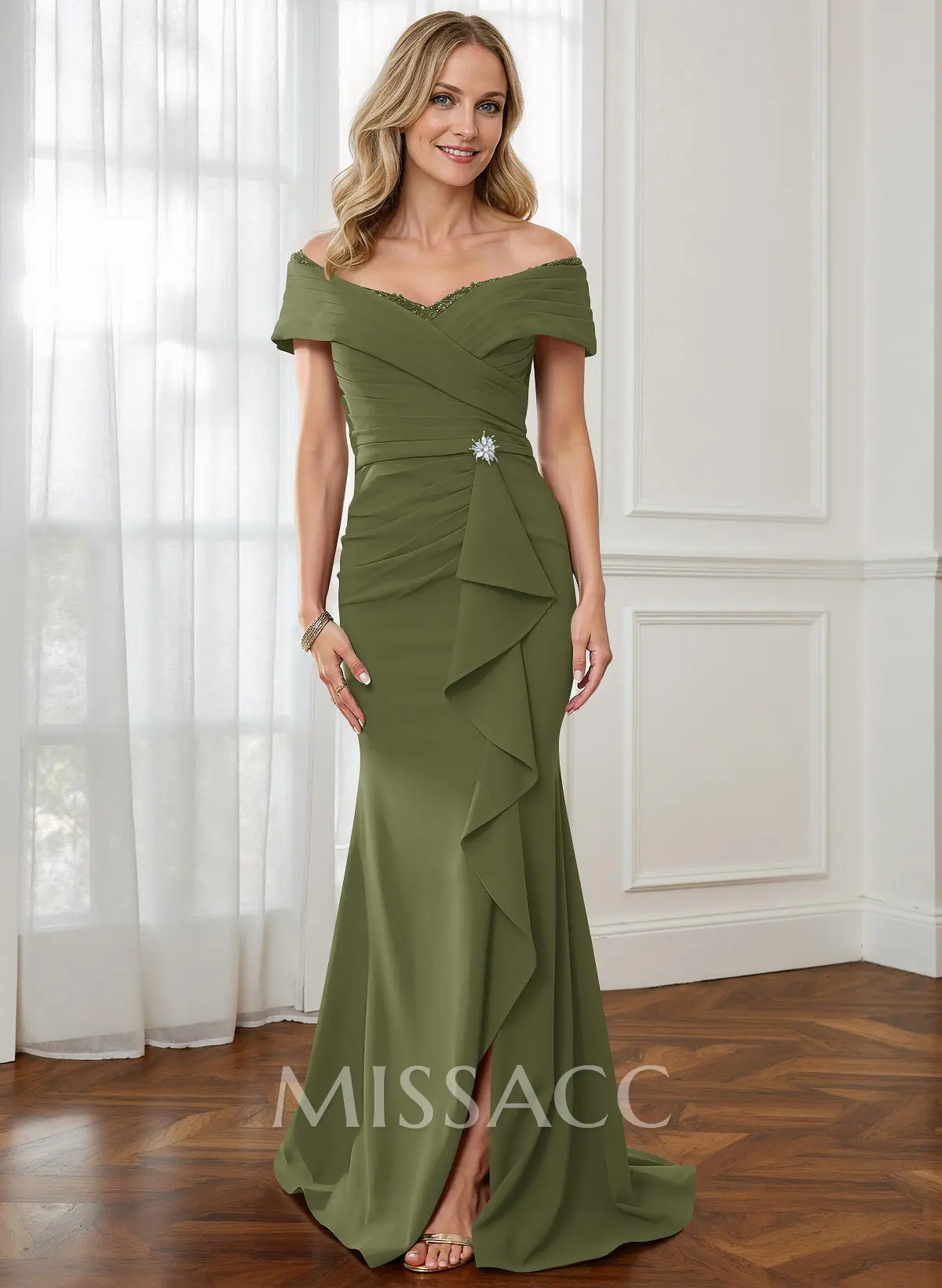 Sheath Off-The-Shoulder Sweep Train Mother Of The Bride Dresses