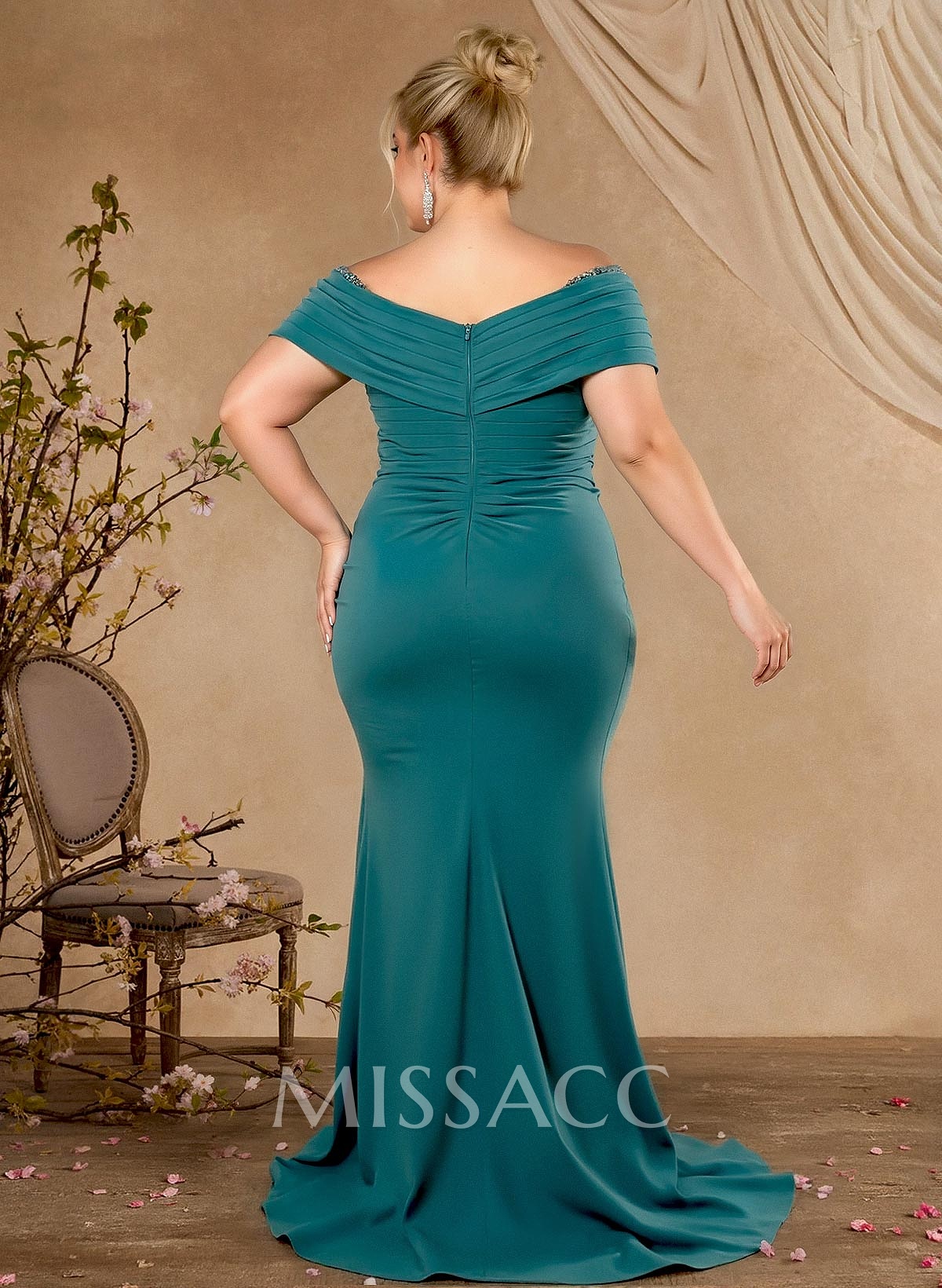 Sheath Off-The-Shoulder Sweep Train Mother Of The Bride Dresses With Cascading Ruffles Sheath Off-The-Shoulder Sweep Train Mother Of The Bride Dresses With Cascading Ruffles