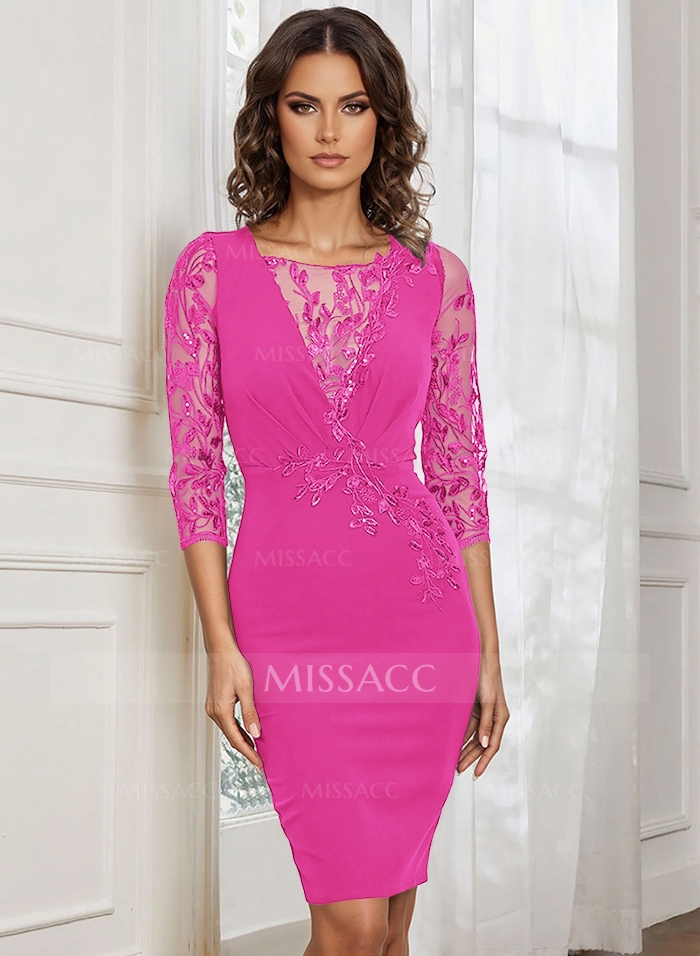 Lace Sleeves Sheath/Column Knee-Length Mother Of The Bride