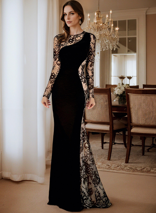 Trumpet/Mermaid Long Sleeves Lace/Elastic Satin Mother Of The Bride Dresses