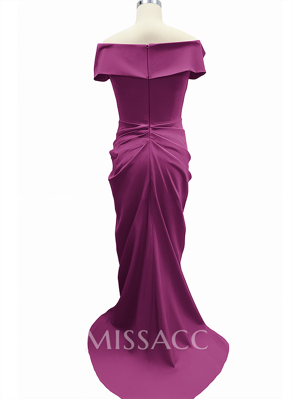 Mermaid Off-The-Shoulder Mother Of The Bride Dresses With Split Front/Pleated