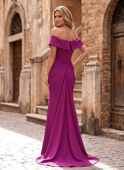 Mermaid Off-The-Shoulder Mother Of The Bride Dresses With Split Front/Pleated