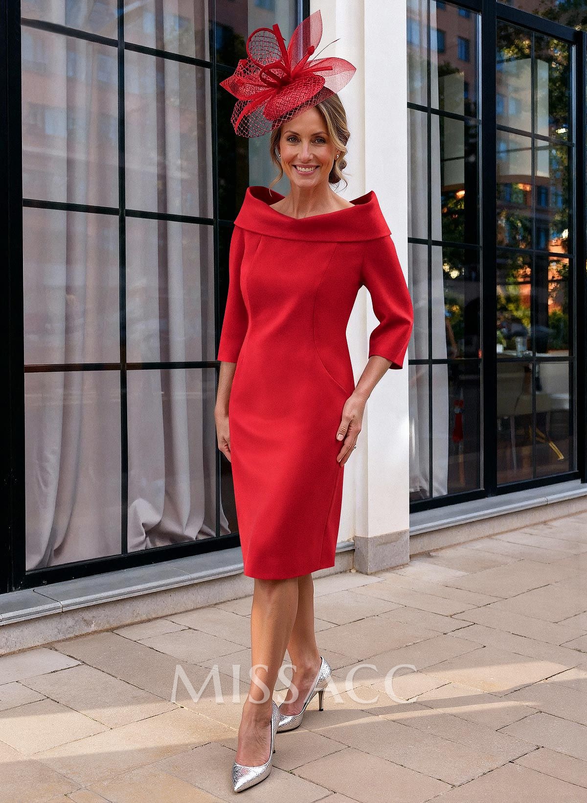 Sheath/Column Scoop Neck 3/4 Sleeves Satin Mother Of The Bride Dresses Sheath/Column Scoop Neck 3/4 Sleeves Satin Mother Of The Bride Dresses