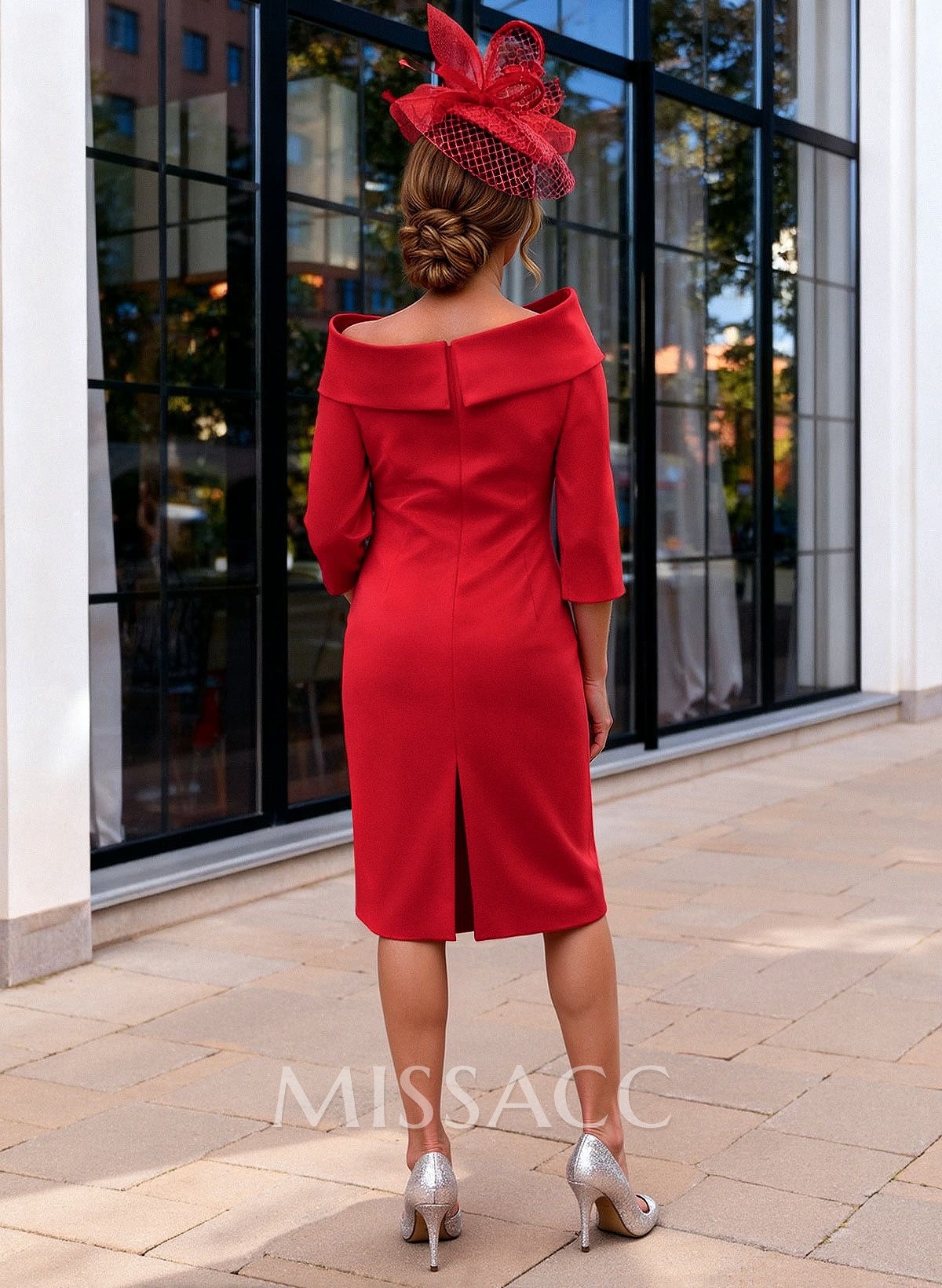 Sheath/Column Scoop Neck 3/4 Sleeves Satin Mother Of The Bride Dresses Sheath/Column Scoop Neck 3/4 Sleeves Satin Mother Of The Bride Dresses