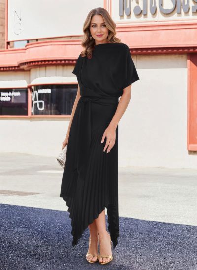 Sheath/Column Scoop Neck Short Sleeves Stretch Chiffon Mother Of The Bride Dresses