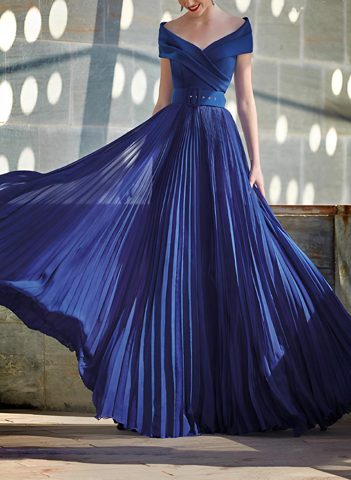 A-Line Off-The-Shoulder Sleeveless Floor-Length Chiffon Mother Of The Bride Dresses With Pleated