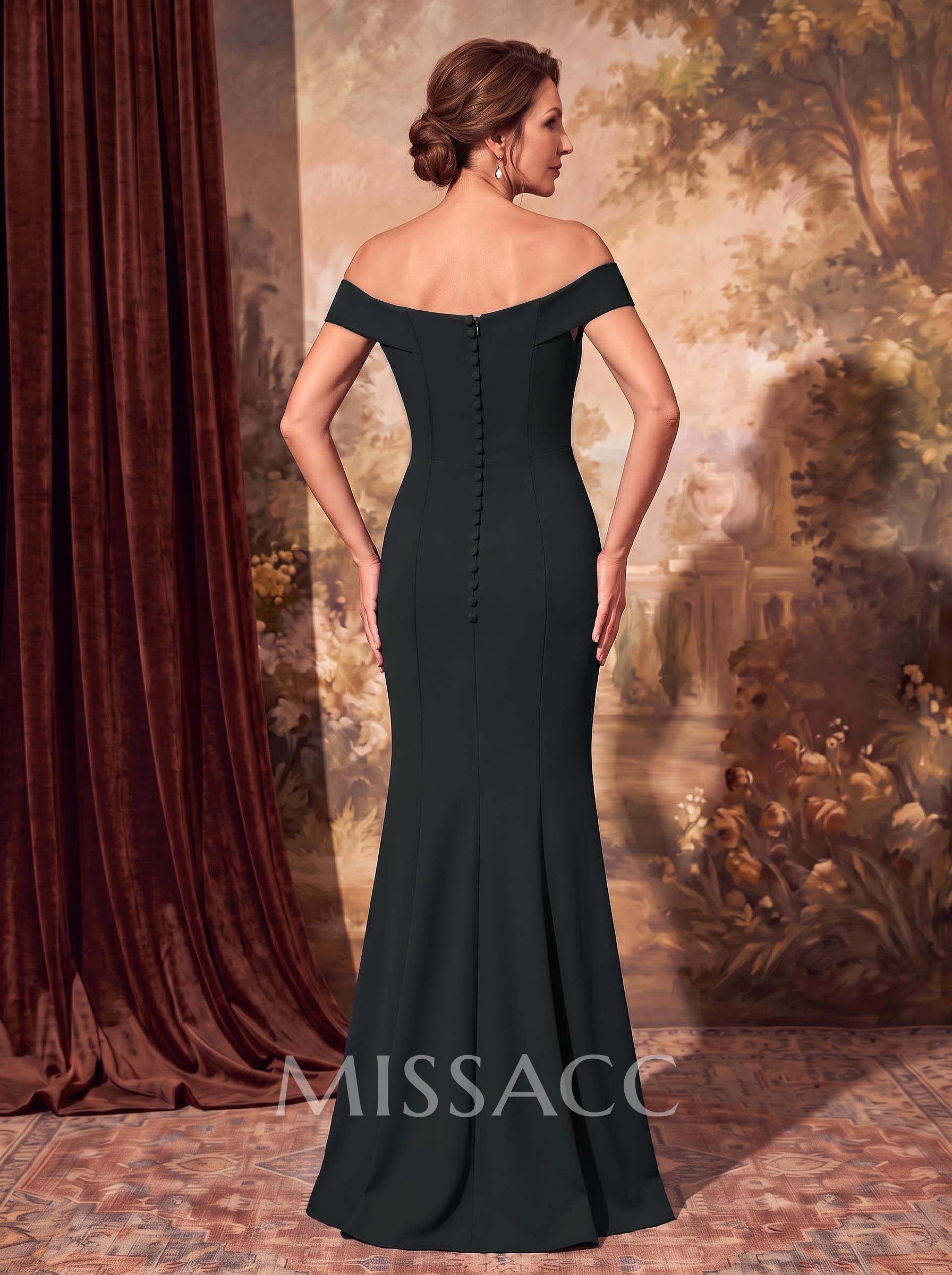 Sheath Off-The-Shoulder Sleeveless Floor-Length Elastic Satin Mother Of The Bride Dresses With Cascading Ruffles Sheath Off-The-Shoulder Sleeveless Floor-Length Elastic Satin Mother Of The Bride Dresses With Cascading Ruffles