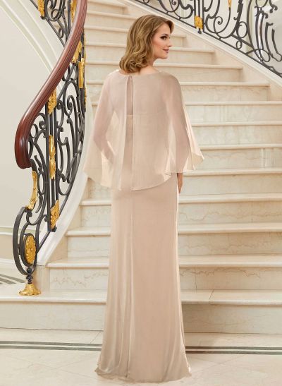 Sheath Scoop Neck Sleeveless Floor-Length Chiffon Mother Of The Bride Dresses With Appliques Lace