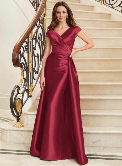 Sheath/Column V-Neck Sleeveless Satin Mother Of The Bride Dresses