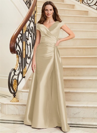 Sheath/Column V-Neck Sleeveless Satin Mother Of The Bride Dresses