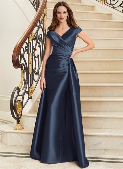 Sheath/Column V-Neck Sleeveless Satin Mother Of The Bride Dresses