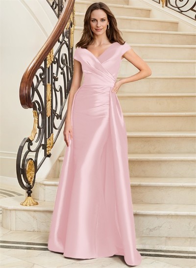 Sheath/Column V-Neck Sleeveless Satin Mother Of The Bride Dresses