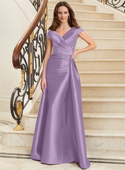 Sheath/Column V-Neck Sleeveless Satin Mother Of The Bride Dresses