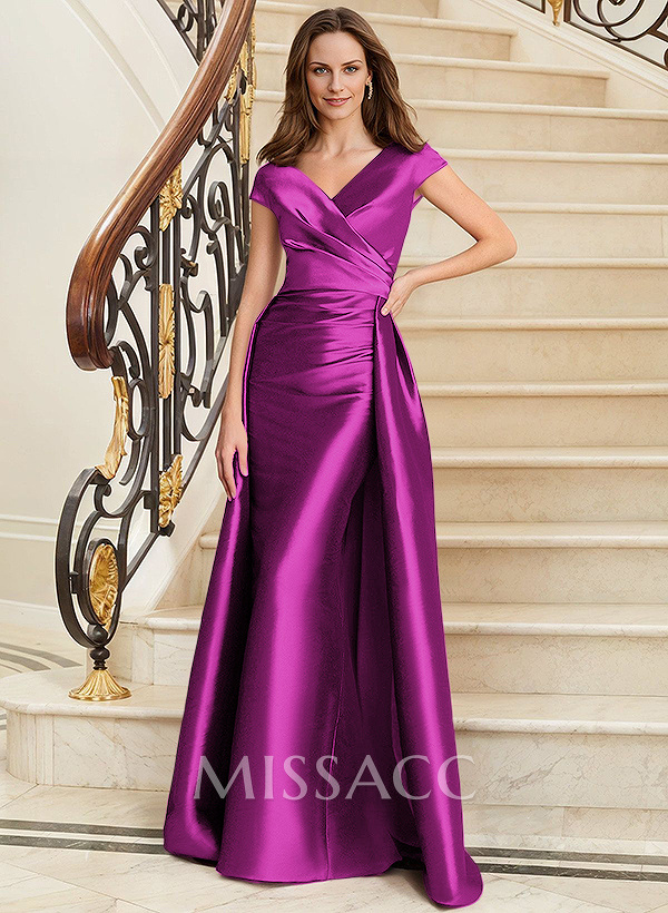 Sheath/Column V-Neck Sleeveless Satin Mother Of The Bride Dresses Sheath/Column V-Neck Sleeveless Satin Mother Of The Bride Dresses