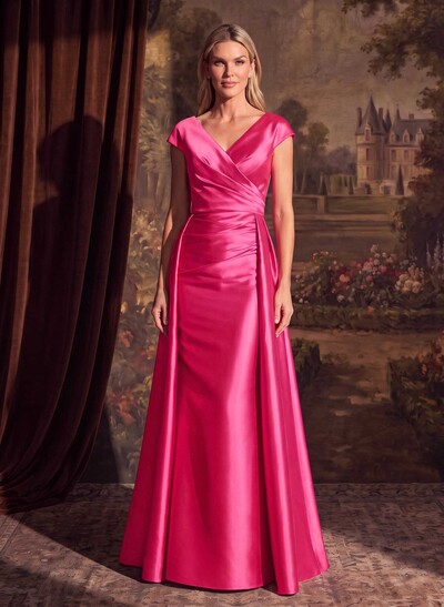 Sheath/Column V-Neck Sleeveless Satin Mother Of The Bride Dresses