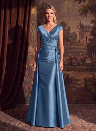 Sheath/Column V-Neck Sleeveless Satin Mother Of The Bride Dresses