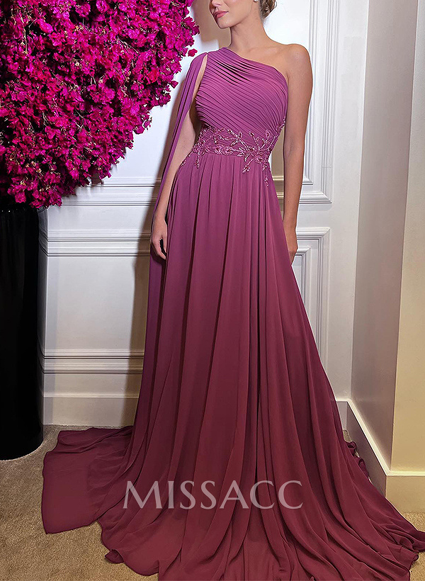 A-Line One-Shoulder Silk Like Satin Mother Of The Bride Dresses With Appliques Lace A-Line One-Shoulder Silk Like Satin Mother Of The Bride Dresses With Appliques Lace