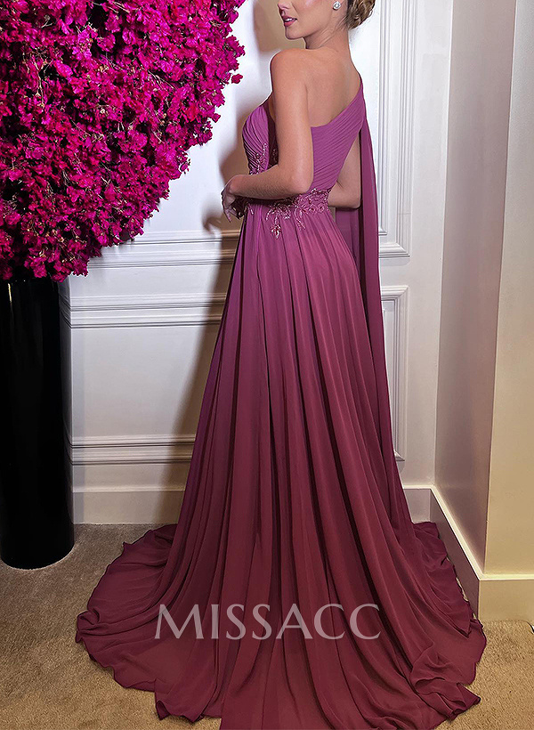 A-Line One-Shoulder Silk Like Satin Mother Of The Bride Dresses With Appliques Lace A-Line One-Shoulder Silk Like Satin Mother Of The Bride Dresses With Appliques Lace