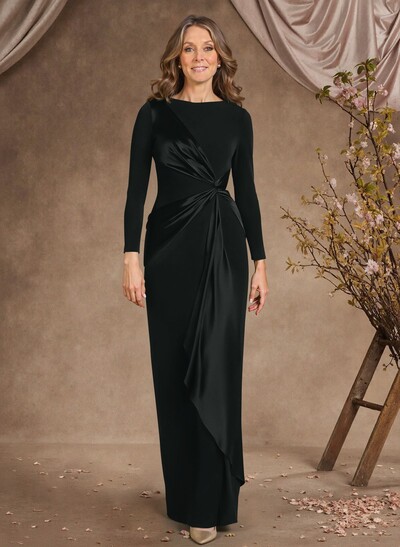 Sheath Scoop Neck Long Sleeves Floor-Length Mother Of The Bride Dresses