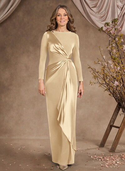 Sheath Scoop Neck Long Sleeves Floor-Length Mother Of The Bride Dresses