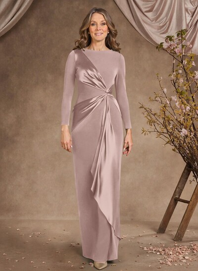 Sheath Scoop Neck Long Sleeves Floor-Length Mother Of The Bride Dresses
