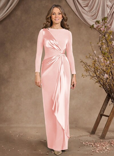Sheath Scoop Neck Long Sleeves Floor-Length Mother Of The Bride Dresses