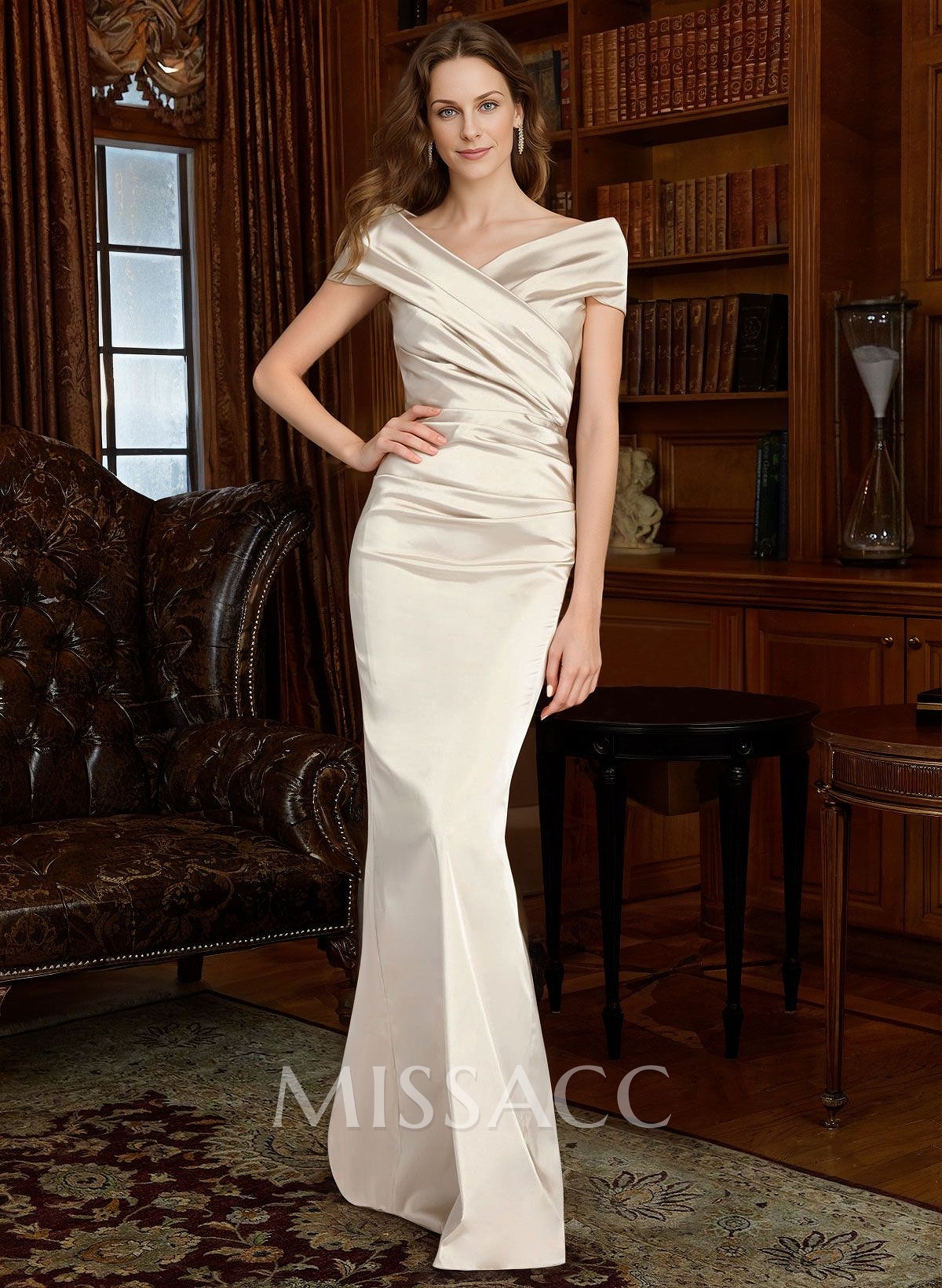 Sheath Off-The-Shoulder Silk Like Satin Mother Of The Bride Dresses With Pleated Sheath Off-The-Shoulder Silk Like Satin Mother Of The Bride Dresses With Pleated