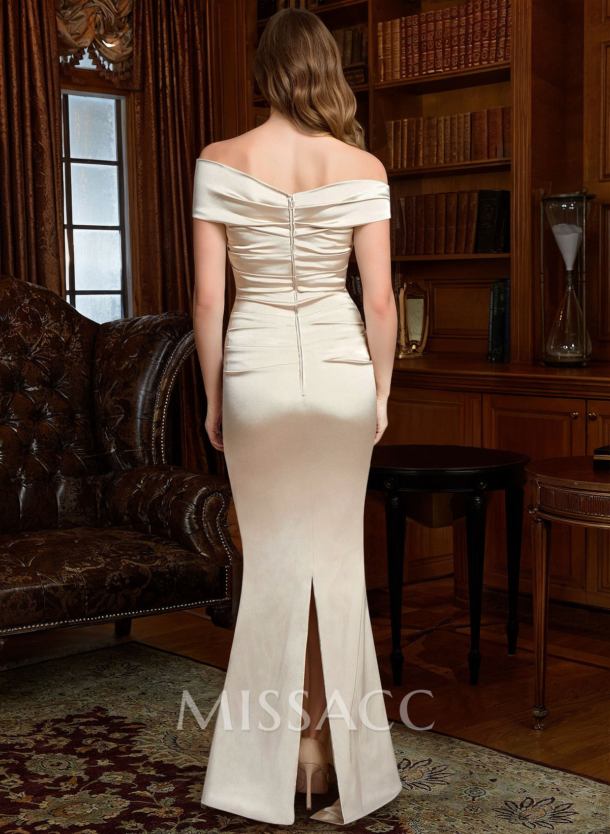 Sheath Off-The-Shoulder Silk Like Satin Mother Of The Bride Dresses With Pleated Sheath Off-The-Shoulder Silk Like Satin Mother Of The Bride Dresses With Pleated