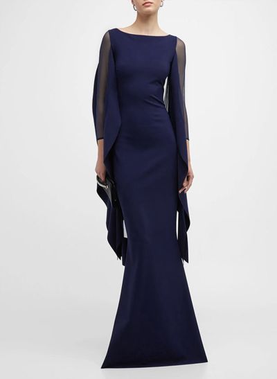 Sheath Scoop Neck Long Sleeves Floor-Length Mother Of The Bride Dresses